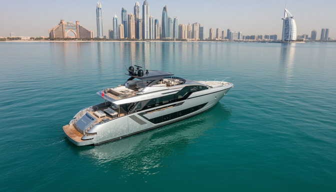 Luftaufnahme der Platinum Knight 82 ft in Dubai Marina