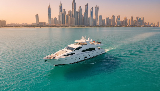 Widok z lotu ptaka na jacht Silver Star 101 stóp w Dubai Marina