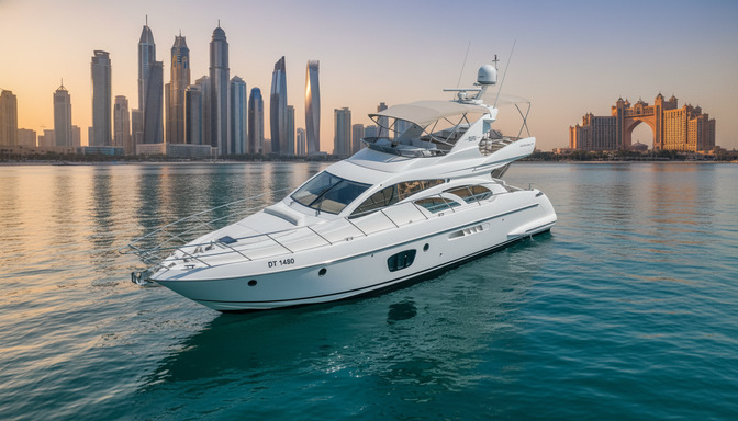 Letecký pohled na jachtu Horizon Wind 55 ft v Dubai Marina