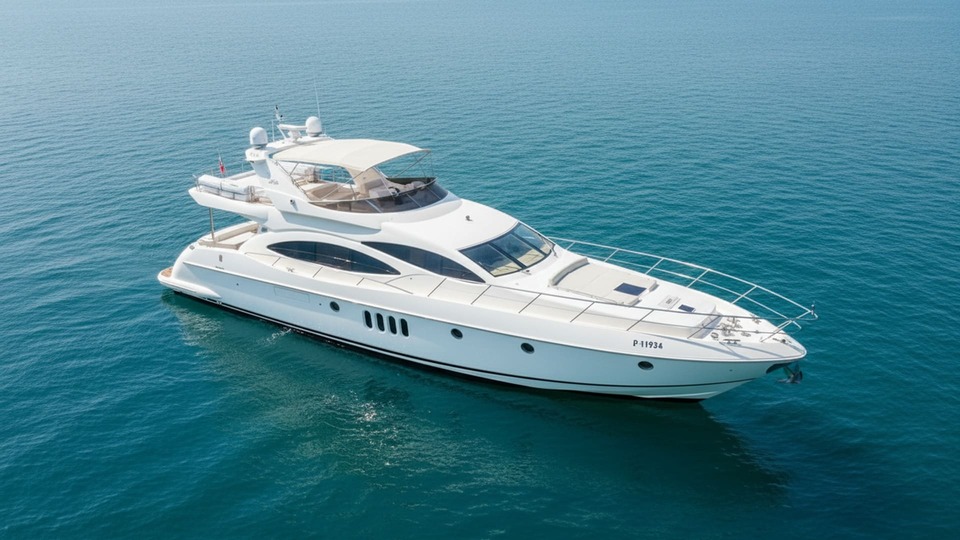 Widok z lotu ptaka na jacht Emerald Dream 68 stóp w Dubai Marina